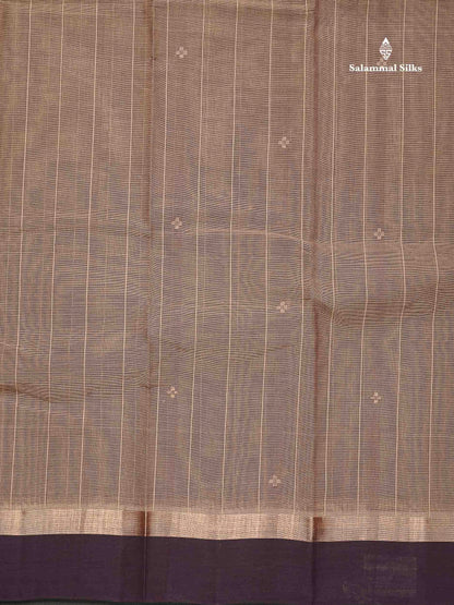 Handloom Pure Cotton Saree -  Light Brown Colour Body With Contrast Dark Brown Blouse