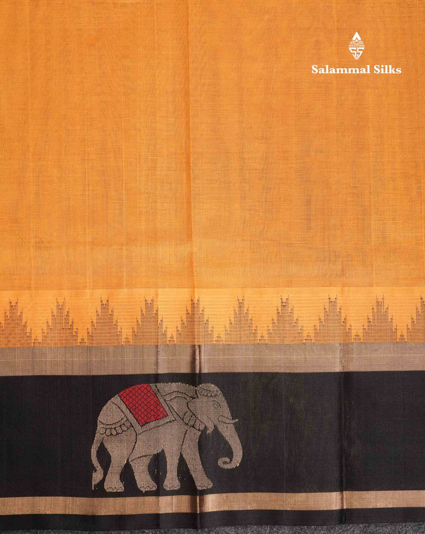 Beautiful Half White Plain Pure Silk Cotton Saree With Contrast Black Traditional Menakari Work & Temple Border