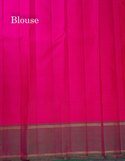 Pure Kanjivaram Silk Saree - Beige Colour Body Checks With Traditional Ganga Jamanu Gap Border