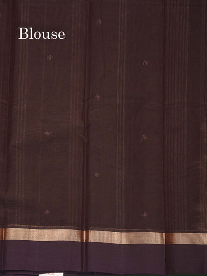 Handloom Pure Cotton Saree -  Light Brown Colour Body With Contrast Dark Brown Blouse