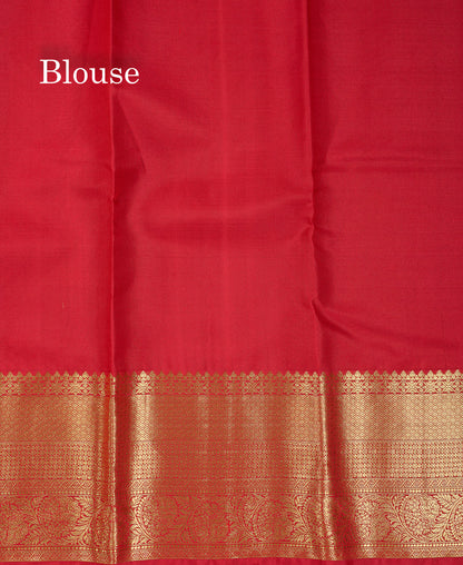 Beautiful Redish Maroon Pure Kanjivaram Silk Saree With Traditional Evening Morning Border