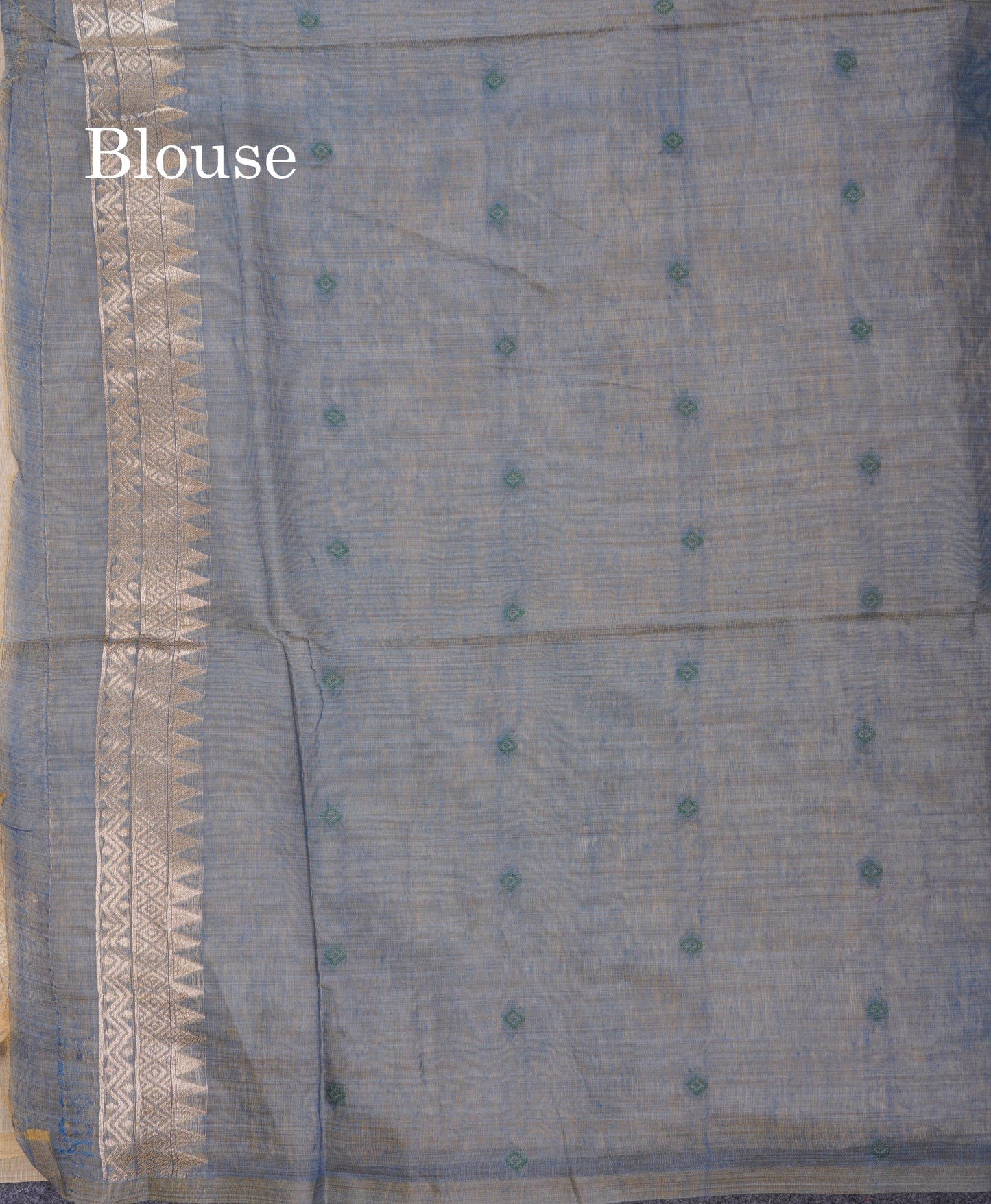 Beautiful Sandal Meenakari Work Muga Cotton Saree With Komatha Pallu Contrast Navy Blue Blouse
