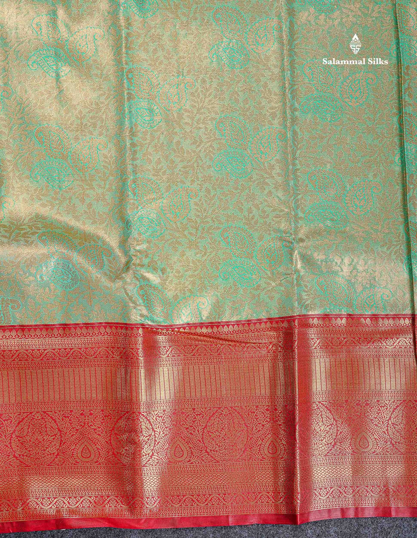Bridal Semi Silk Saree - Light Green Colour Body Tissue With Contrast Maroon Evening Morning Border