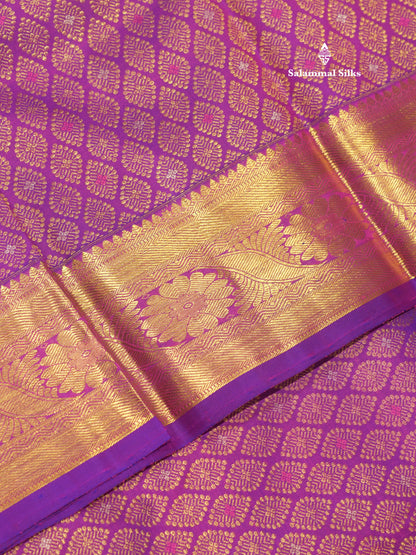 Vadamalli Colour Pure Kanjivaram Silk Saree With Gold Zari Border