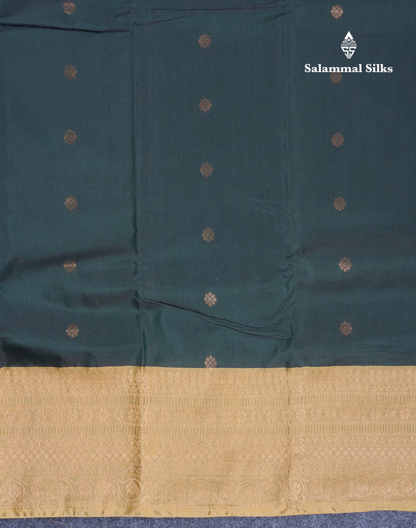 Dark Bottle Green Semi Silk Saree With Contrast Cream Sandal Border
