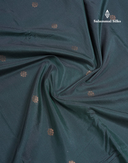 Dark Bottle Green Semi Silk Saree With Contrast Cream Sandal Border