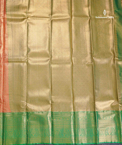 Bridal Semi Silk Saree - Orange Colour Body Tissue With Contrast Green Evening Morning Border