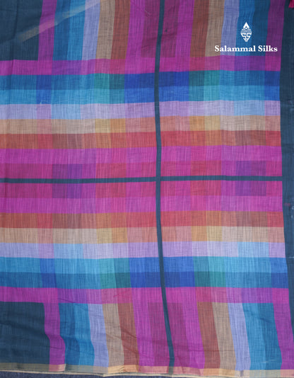 Beautiful Multicolour Rainbow Mul Mul Cotton Saree With Contrast Black Blouse