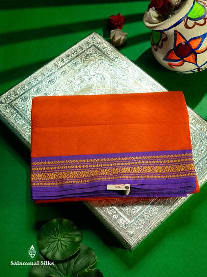 Beautiful Mango Yellow Plain Pure Cotton Saree With Contrast Dual Tone Green Traditional Border