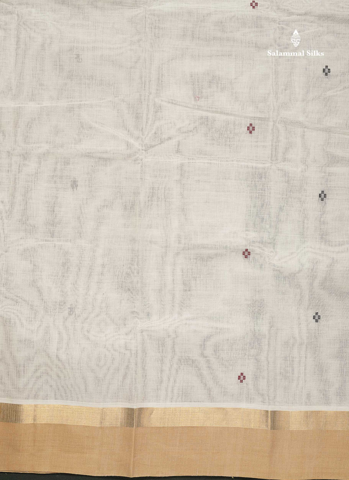 Handloom Pure Cotton Saree -  Half White Colour Body With Contrast Sandal Border