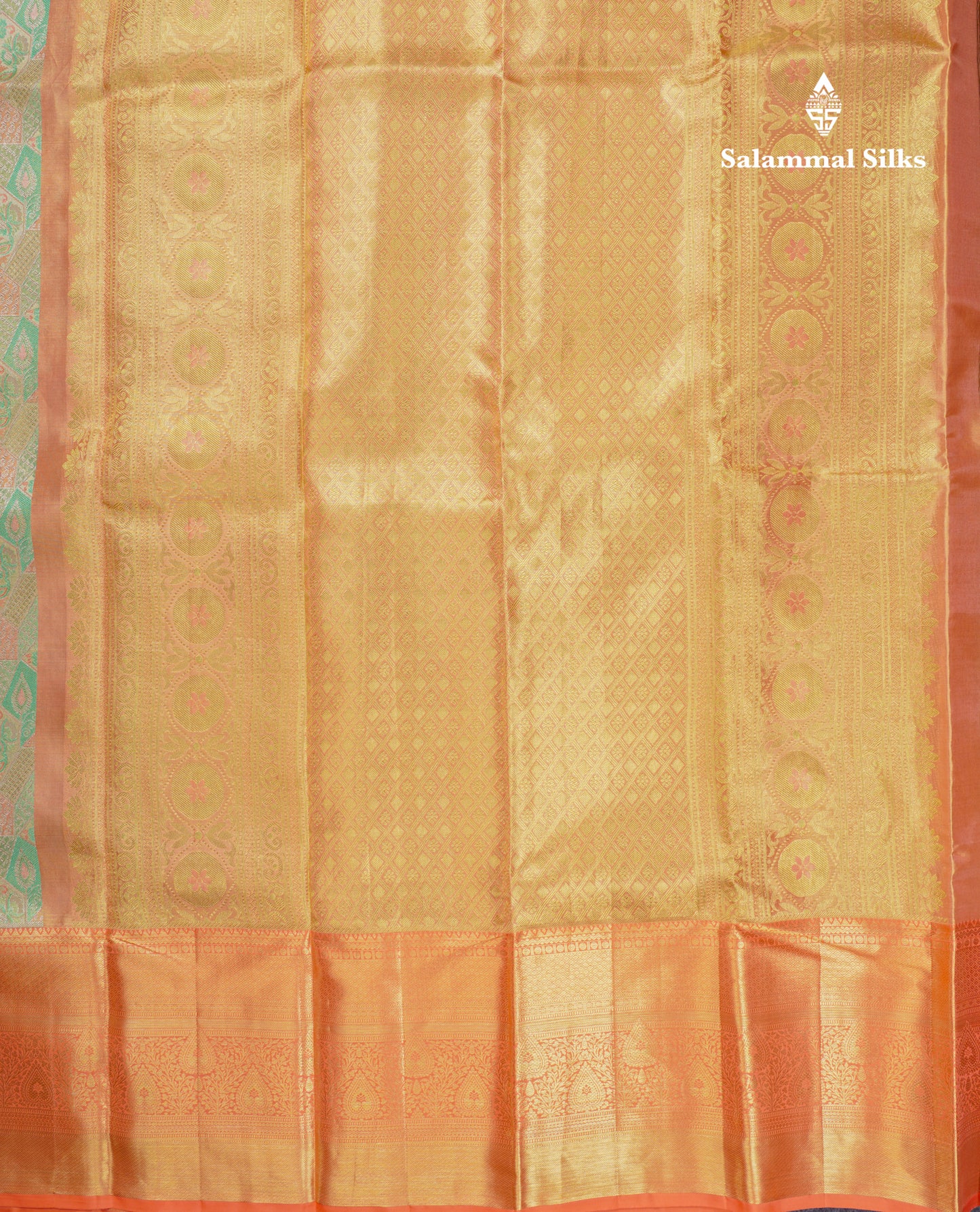 Beautiful Parrot Green Tissue Bridal Pure Kanjivaram Silk Saree With Contrast Peach Traditional Evening Morning Border