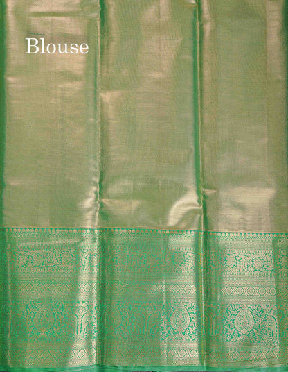 Bridal Semi Silk Saree - Orange Colour Body Tissue With Contrast Green Evening Morning Border
