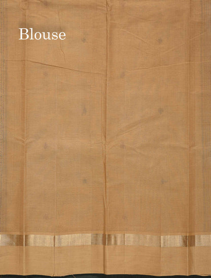 Handloom Pure Cotton Saree -  Half White Colour Body With Contrast Sandal Border