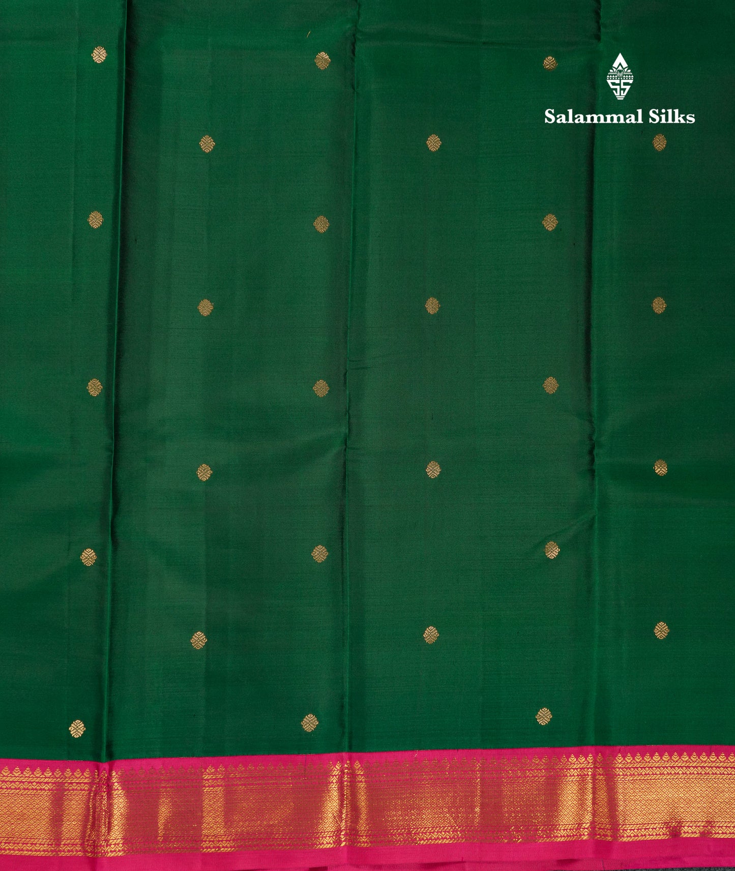 Beautiful Bottle Green Pure Kanjivaram Silk Saree With Contrast Pink Traditional Medium Border