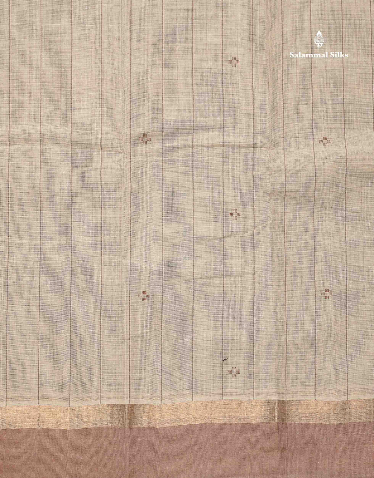 Handloom Pure Cotton Saree -  Light Brown Colour Body With Contrast Dark Brown Blouse