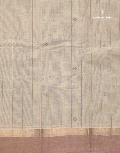 Handloom Pure Cotton Saree -  Light Brown Colour Body With Contrast Dark Brown Blouse