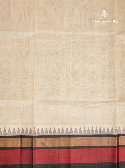 Beautiful Half White Plain Pure Silk Cotton Saree With Contrast Maroon Traditional Border