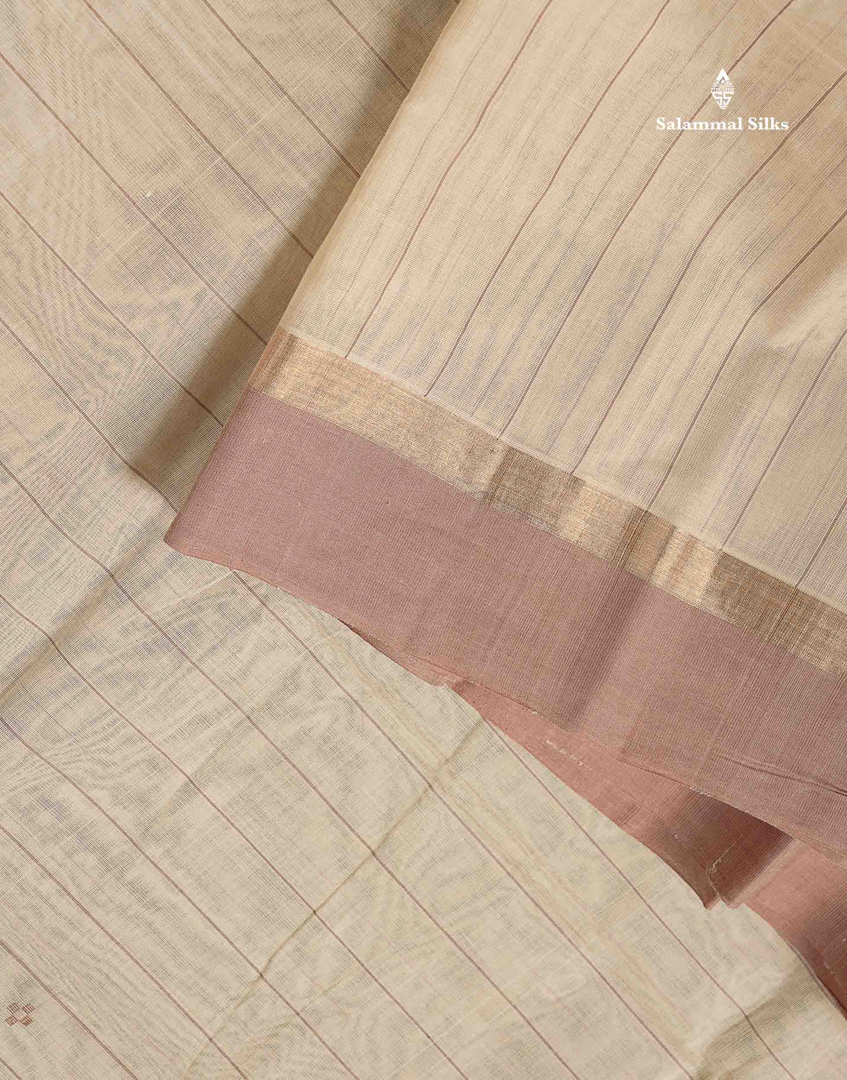 Handloom Pure Cotton Saree -  Light Brown Colour Body With Contrast Dark Brown Blouse