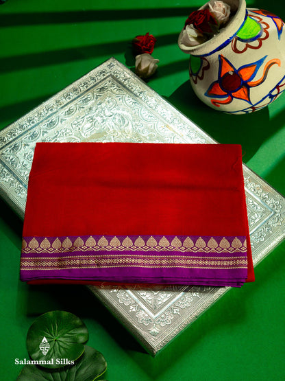 Beautiful Dark Bottle Green Plain Pure Cotton Saree With Contrast Dual Tone Blue Thread Work Border