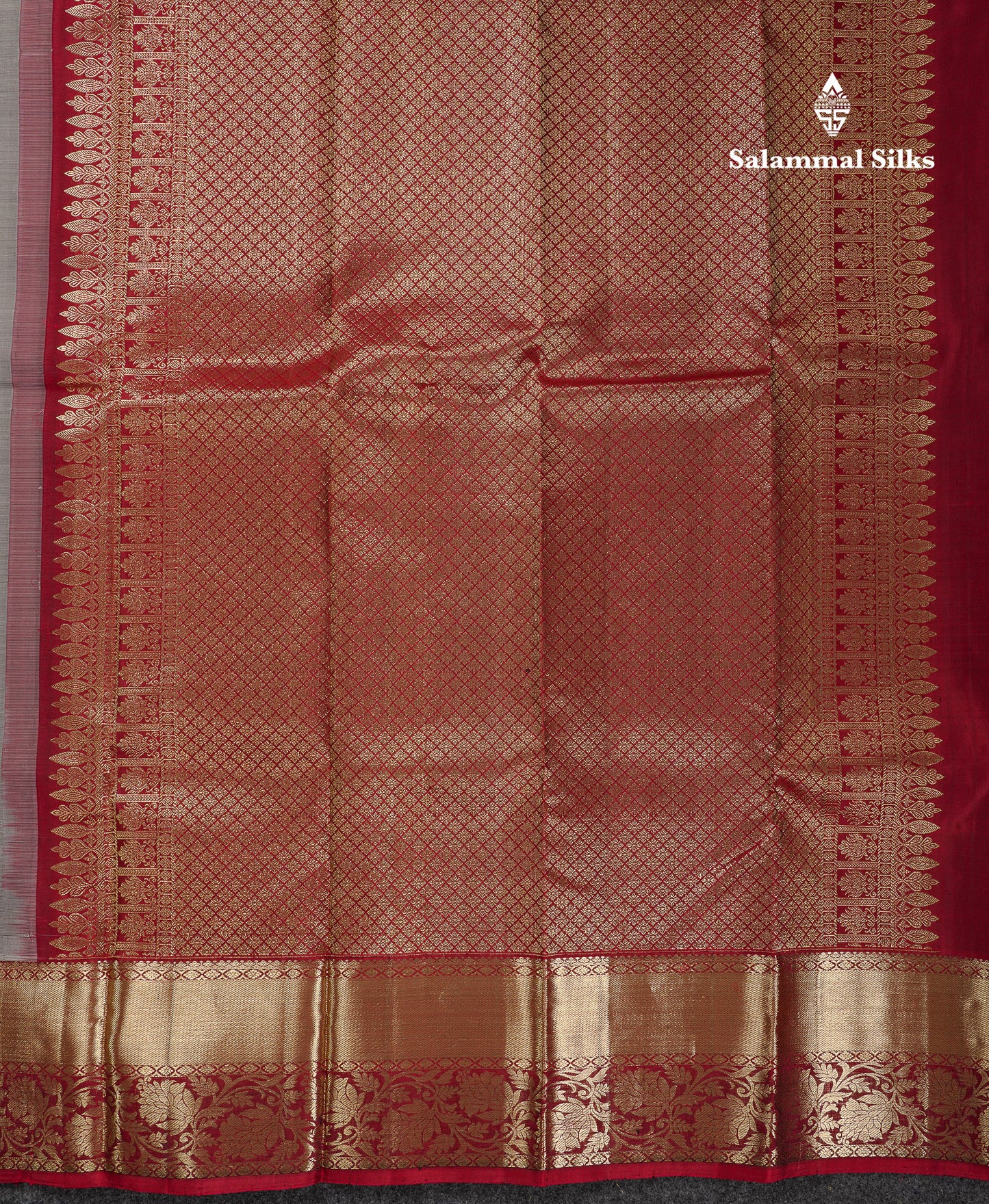 Beautiful Grey White Menakari Work Bridal Pure Kanjivaram Silk Saree With Contrast Dark Maroon Traditional Border