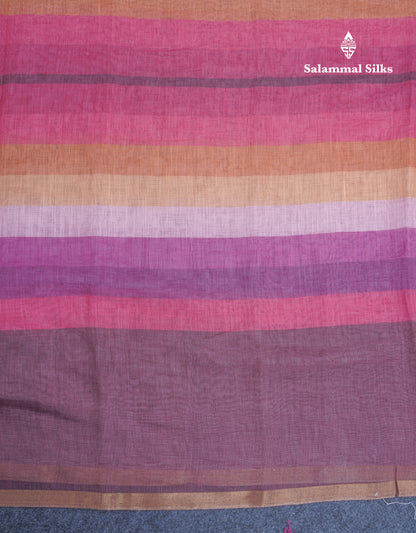 Beautiful Multicolour Rainbow Mul Mul Cotton Saree With Contrast Black Blouse