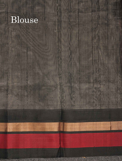 Beautiful Half White Plain Pure Silk Cotton Saree With Contrast Maroon Traditional Border