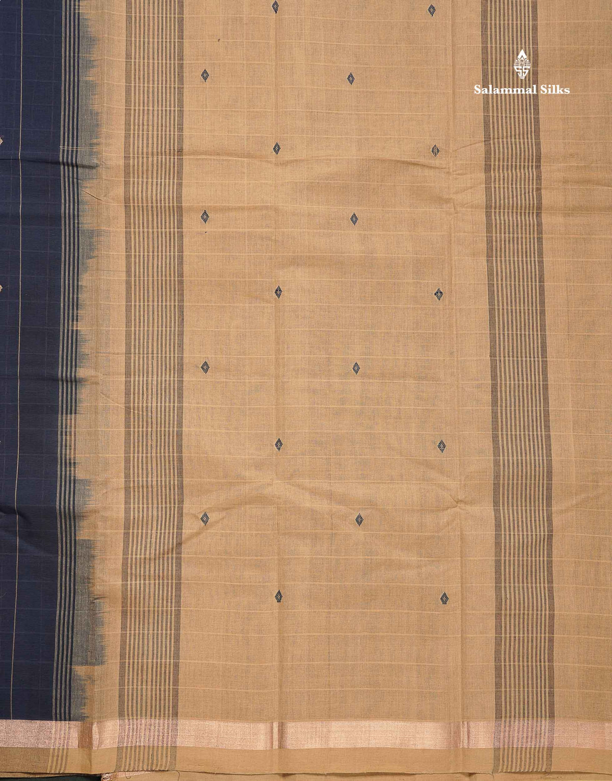 Handloom Pure Cotton Saree -  Beige Colour Body With Contrast Maroon Blouse