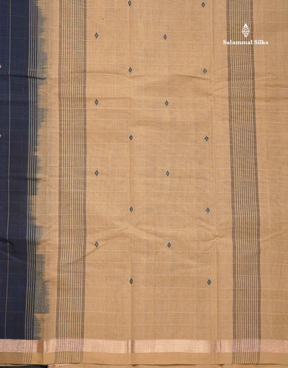 Handloom Pure Cotton Saree -  Beige Colour Body With Contrast Maroon Blouse