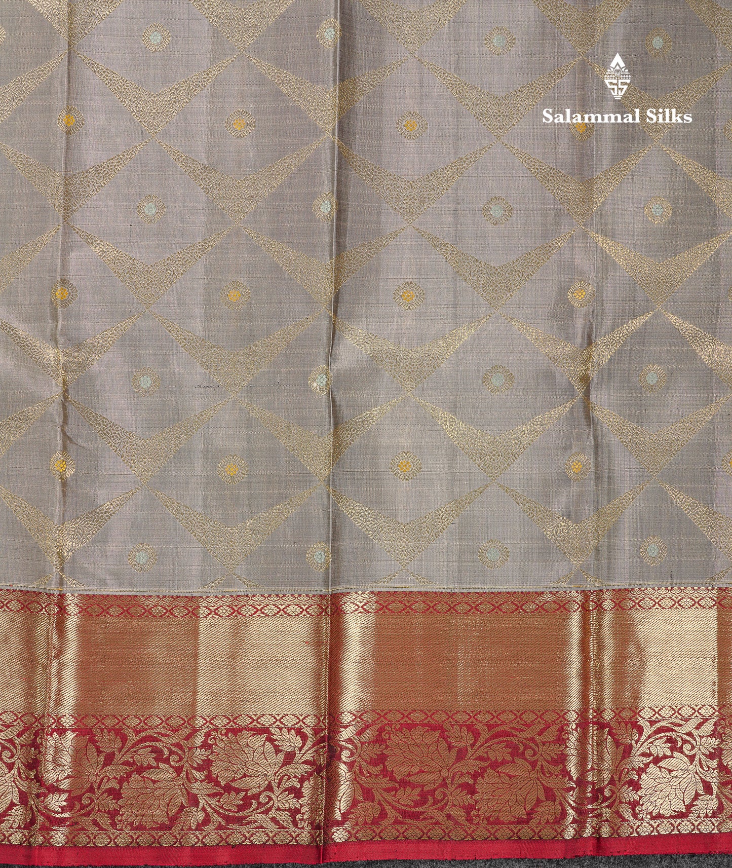 Beautiful Grey White Menakari Work Bridal Pure Kanjivaram Silk Saree With Contrast Dark Maroon Traditional Border