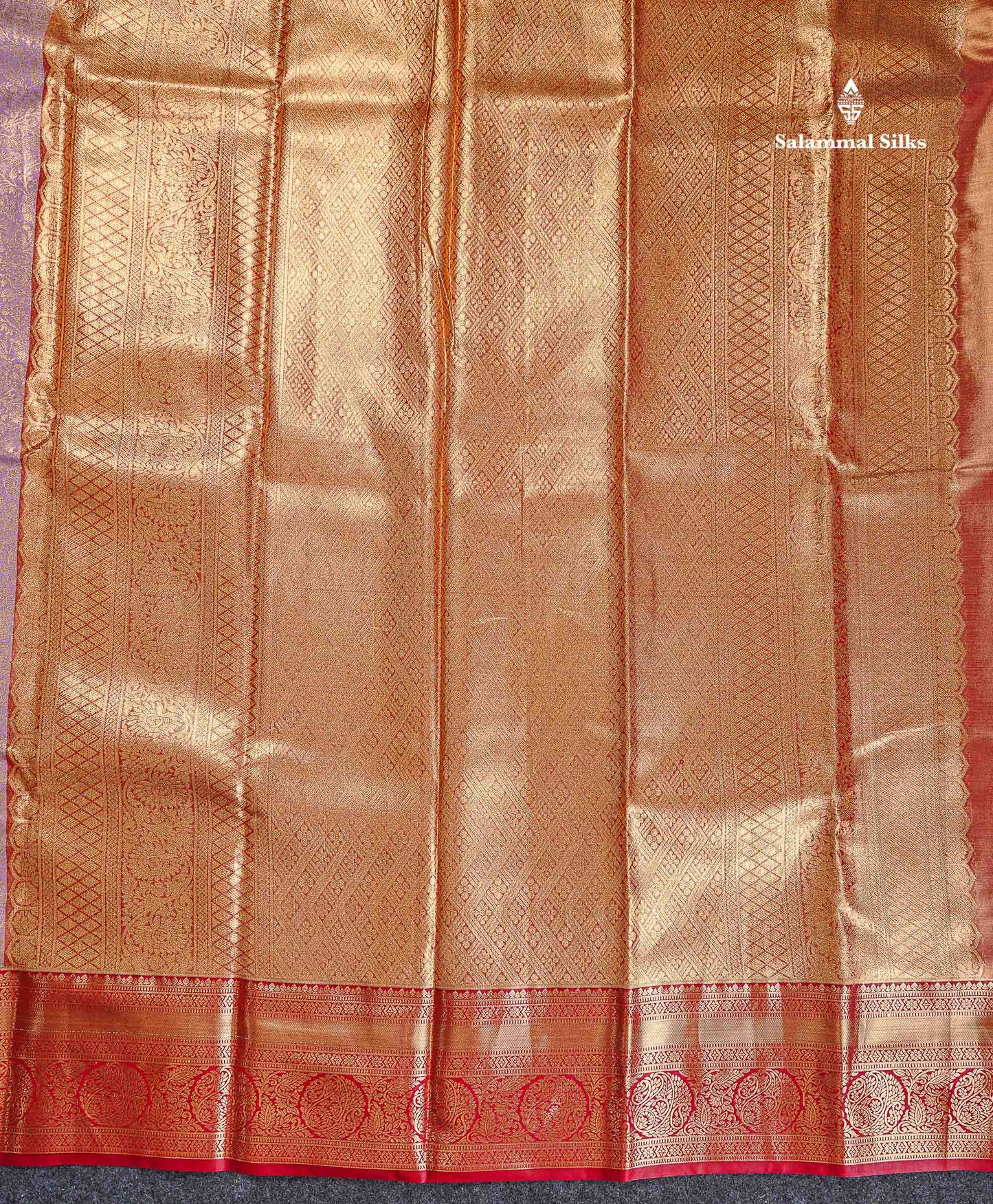 Bridal Semi Silk Saree - Light Lavender Colour Body Tissue With Maroon Border