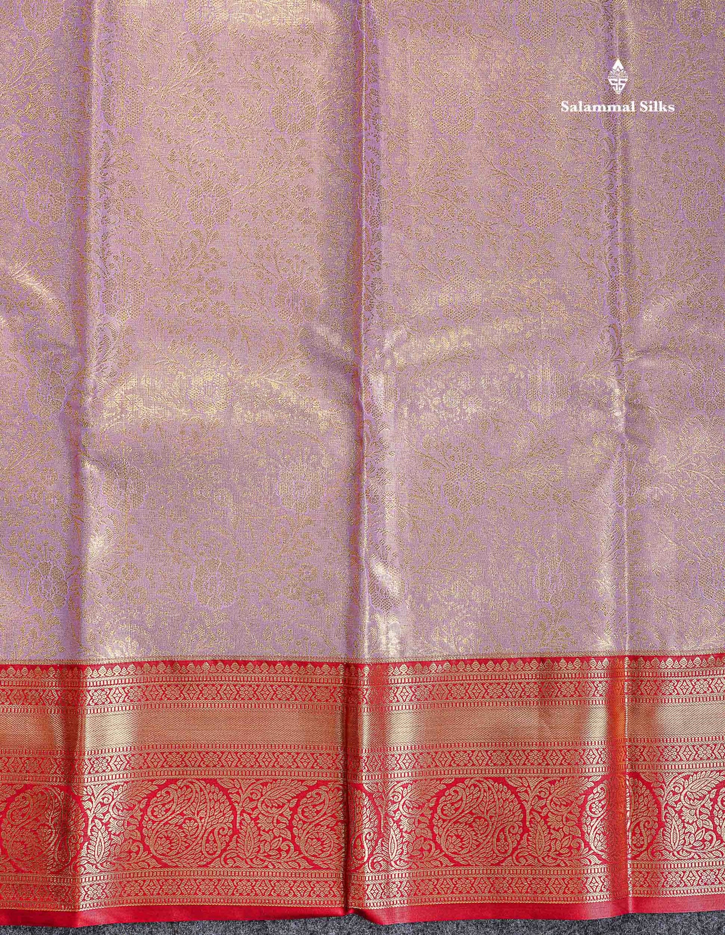 Bridal Semi Silk Saree - Light Lavender Colour Body Tissue With Maroon Border