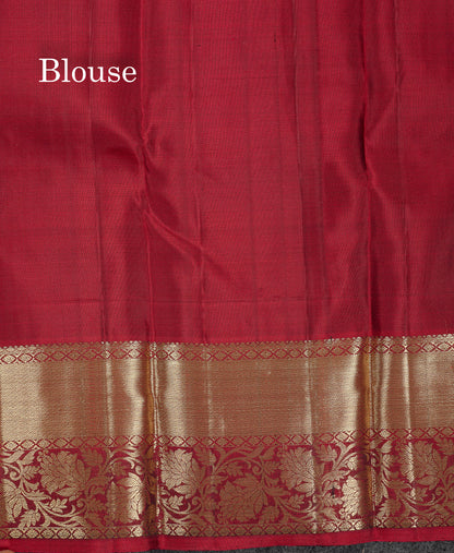 Beautiful Grey White Menakari Work Bridal Pure Kanjivaram Silk Saree With Contrast Dark Maroon Traditional Border