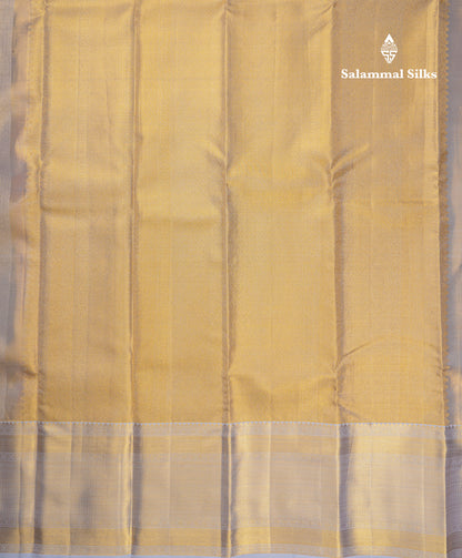 Beautiful Gold Tissue Bridal Pure Kanjivaram Silk Saree With Contrast Grey White Traditional Border