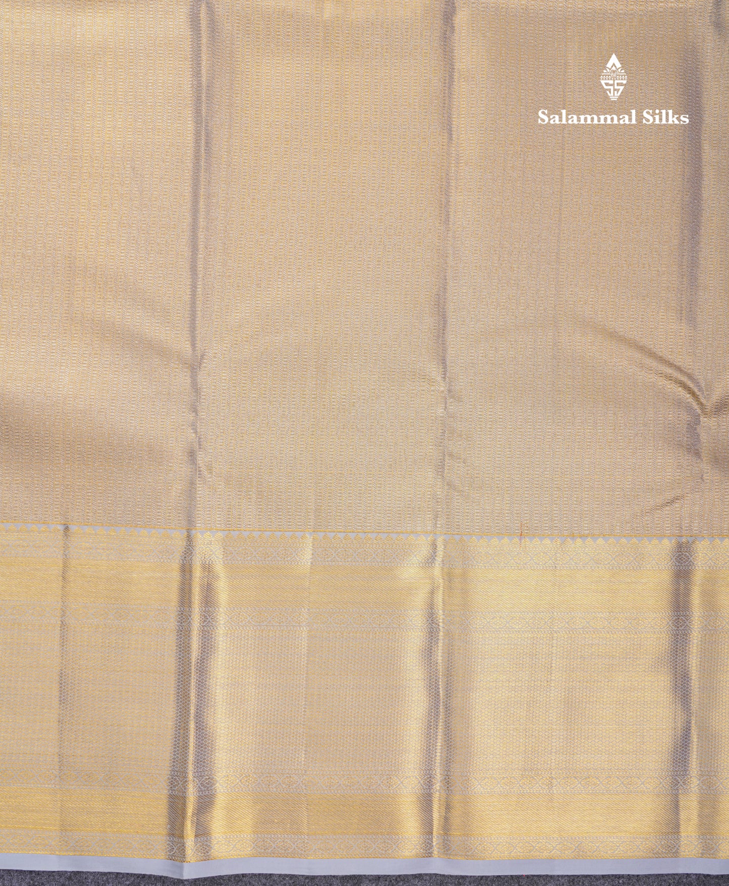 Beautiful Gold Tissue Bridal Pure Kanjivaram Silk Saree With Contrast Grey White Traditional Border