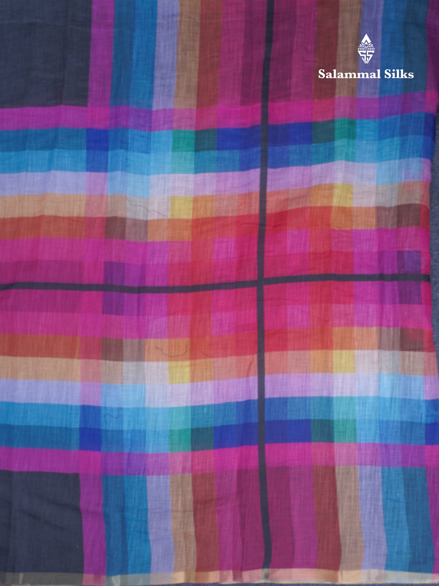 Beautiful Multicolour Rainbow Mul Mul Cotton Saree With Contrast Black Blouse
