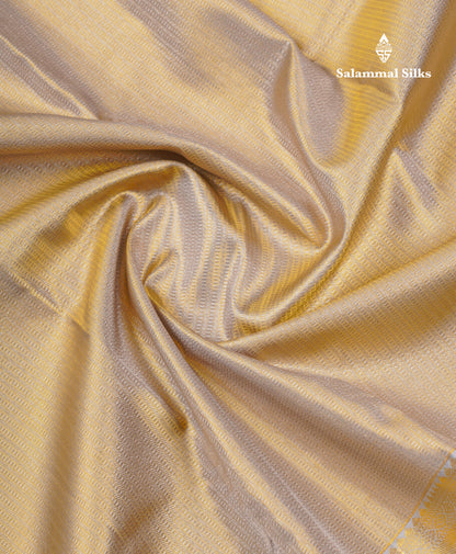 Beautiful Gold Tissue Bridal Pure Kanjivaram Silk Saree With Contrast Grey White Traditional Border