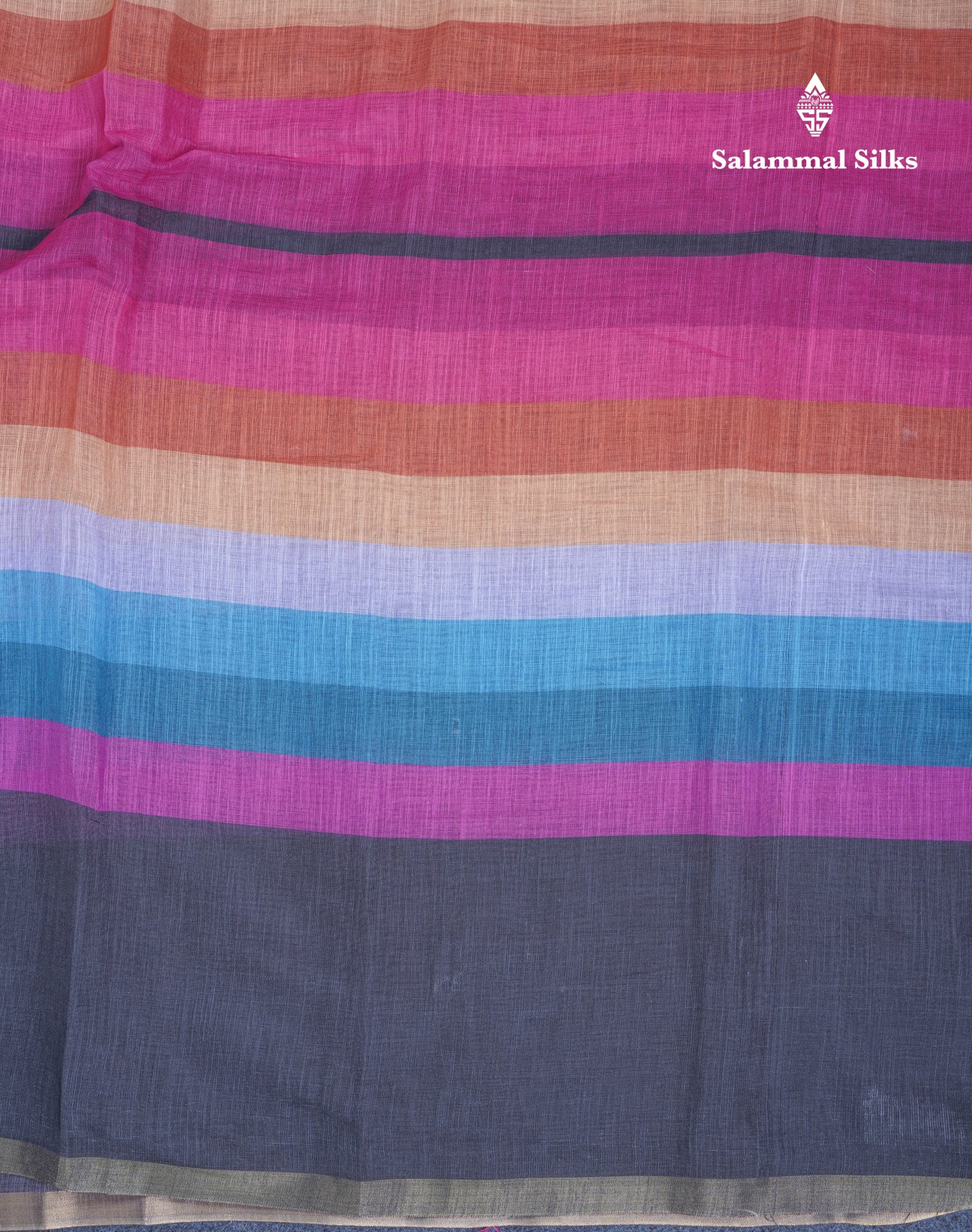 Beautiful Multicolour Rainbow Mul Mul Cotton Saree With Contrast Black Blouse