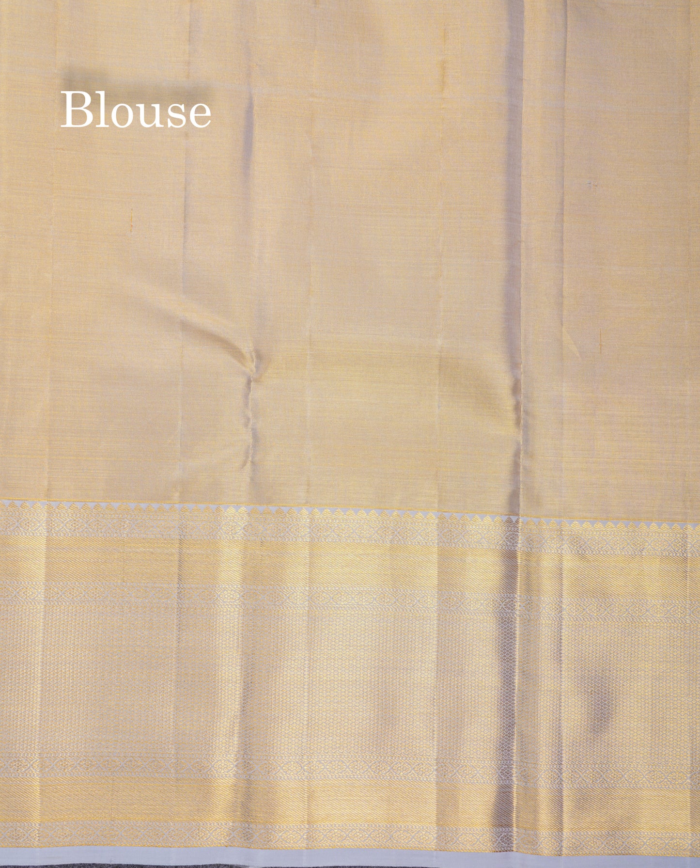 Beautiful Gold Tissue Bridal Pure Kanjivaram Silk Saree With Contrast Grey White Traditional Border