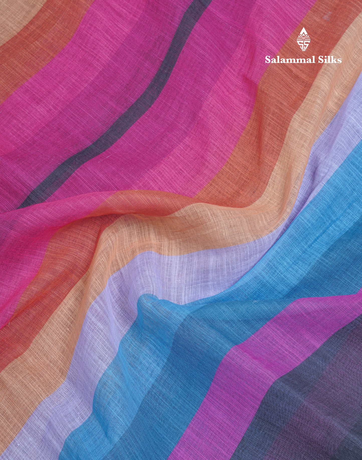 Beautiful Multicolour Rainbow Mul Mul Cotton Saree With Contrast Black Blouse