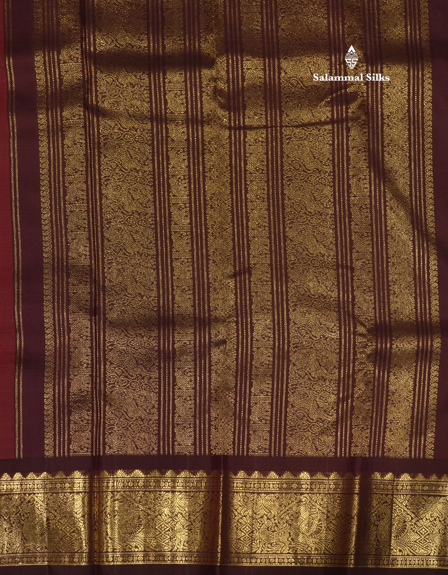 2G Pure Kanjivaram Silk Saree Rust orange Tiny Zari Checks body With Contrast Dark Brown Border