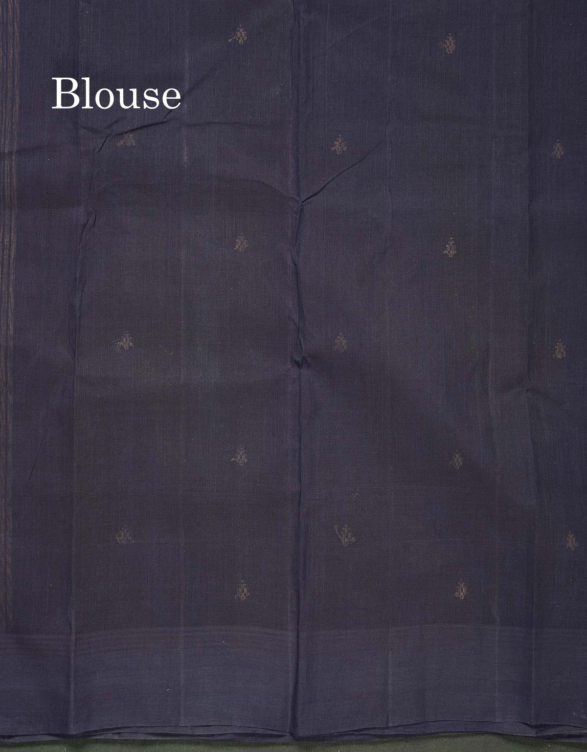 Handloom Pure Cotton Saree -  Grey Colour Body With Contrast Dark Navy Blue Blouse