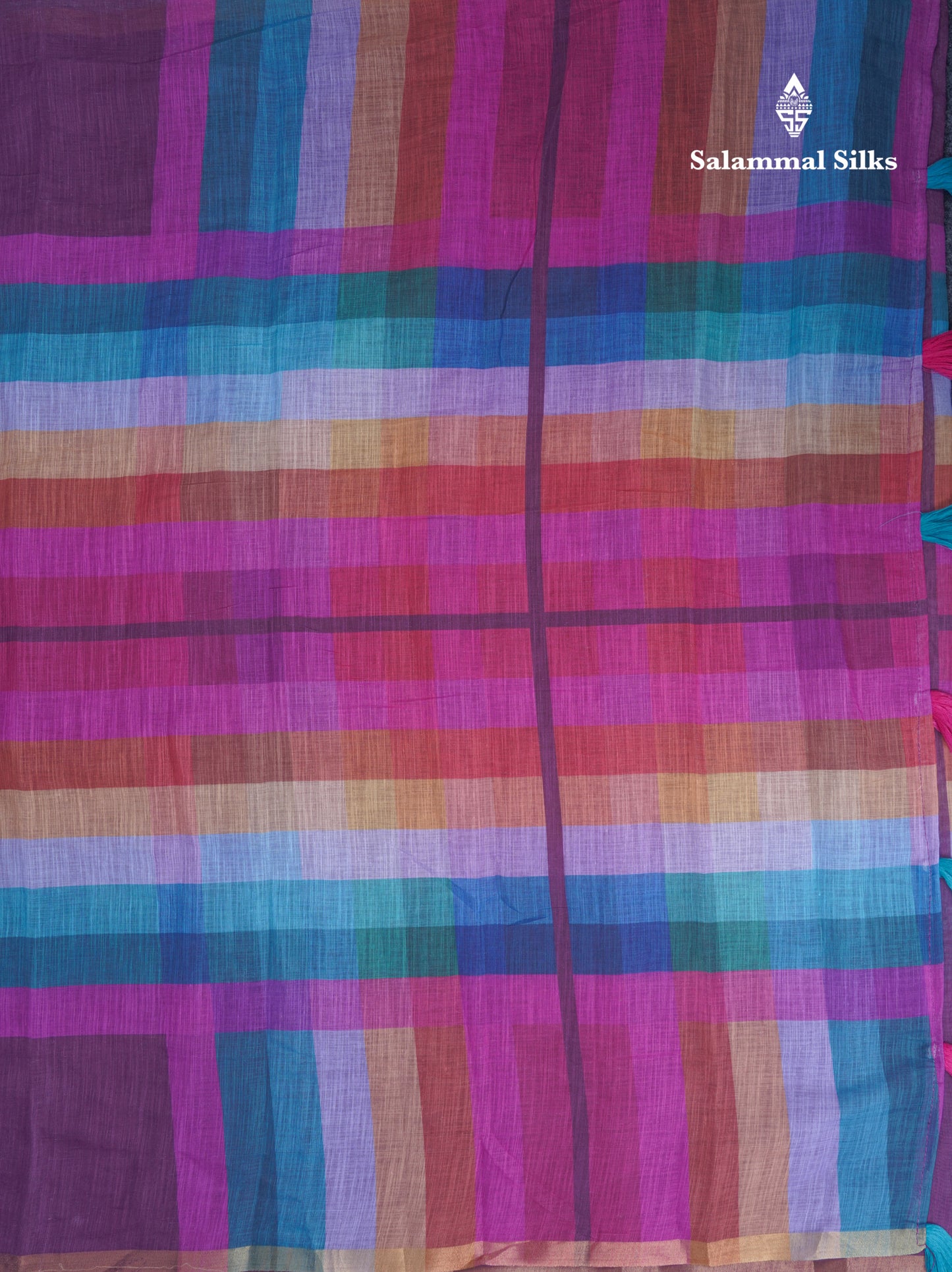 Beautiful Multicolour Rainbow Mul Mul Cotton Saree With Contrast Black Blouse