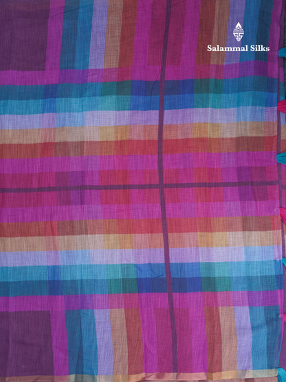 Beautiful Multicolour Rainbow Mul Mul Cotton Saree With Contrast Black Blouse