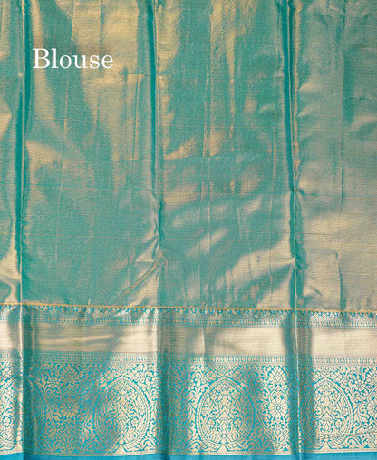 Bridal Semi Silk Saree - Magenta Colour Body Tissue With Teal Green Evening Morning Border