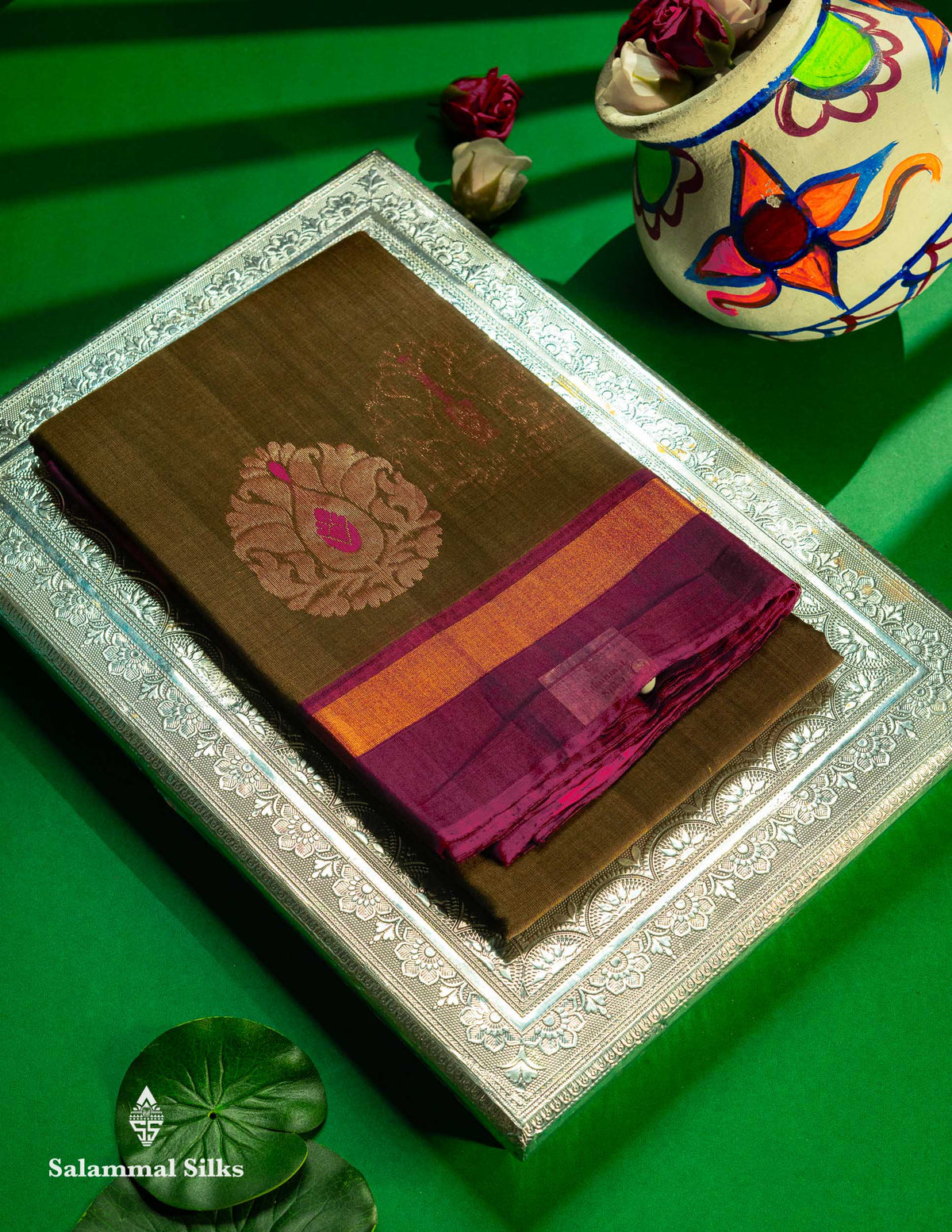 Olive Mustard Yellow Beautiful SICO Cotton Saree With Magenta Border