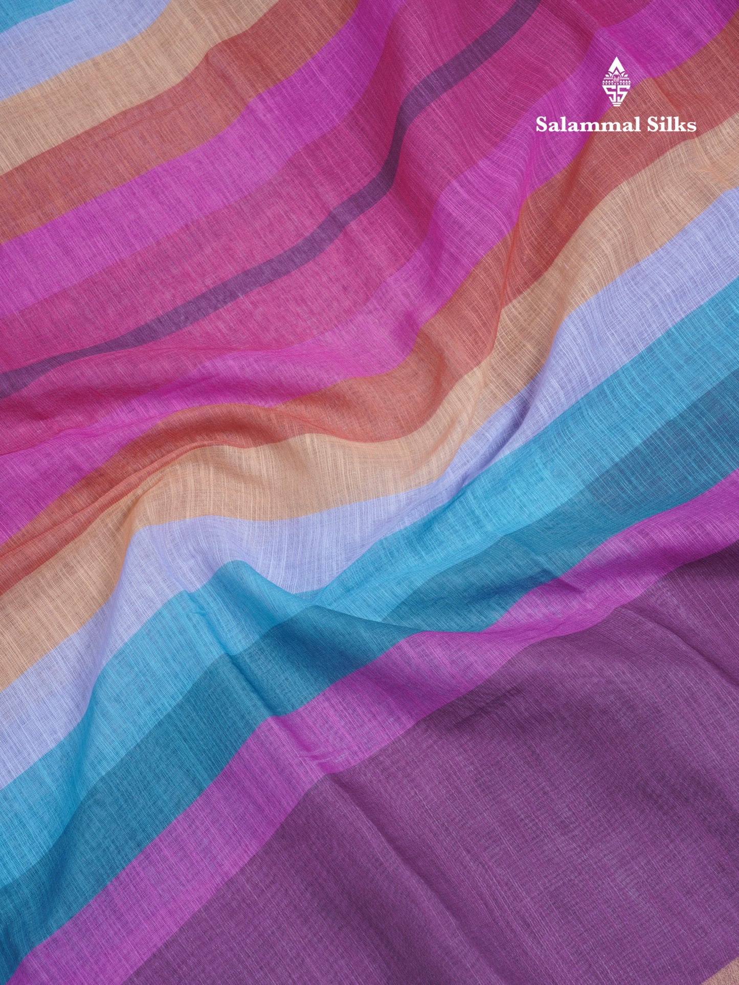 Beautiful Multicolour Rainbow Mul Mul Cotton Saree With Contrast Black Blouse