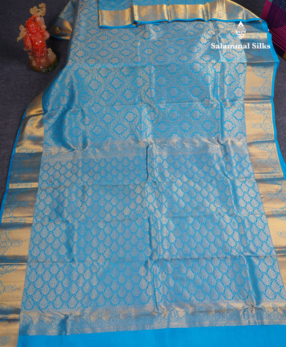 Beautiful Blue Bridal Pure Kanjivaram Silk Saree With Traditional Border