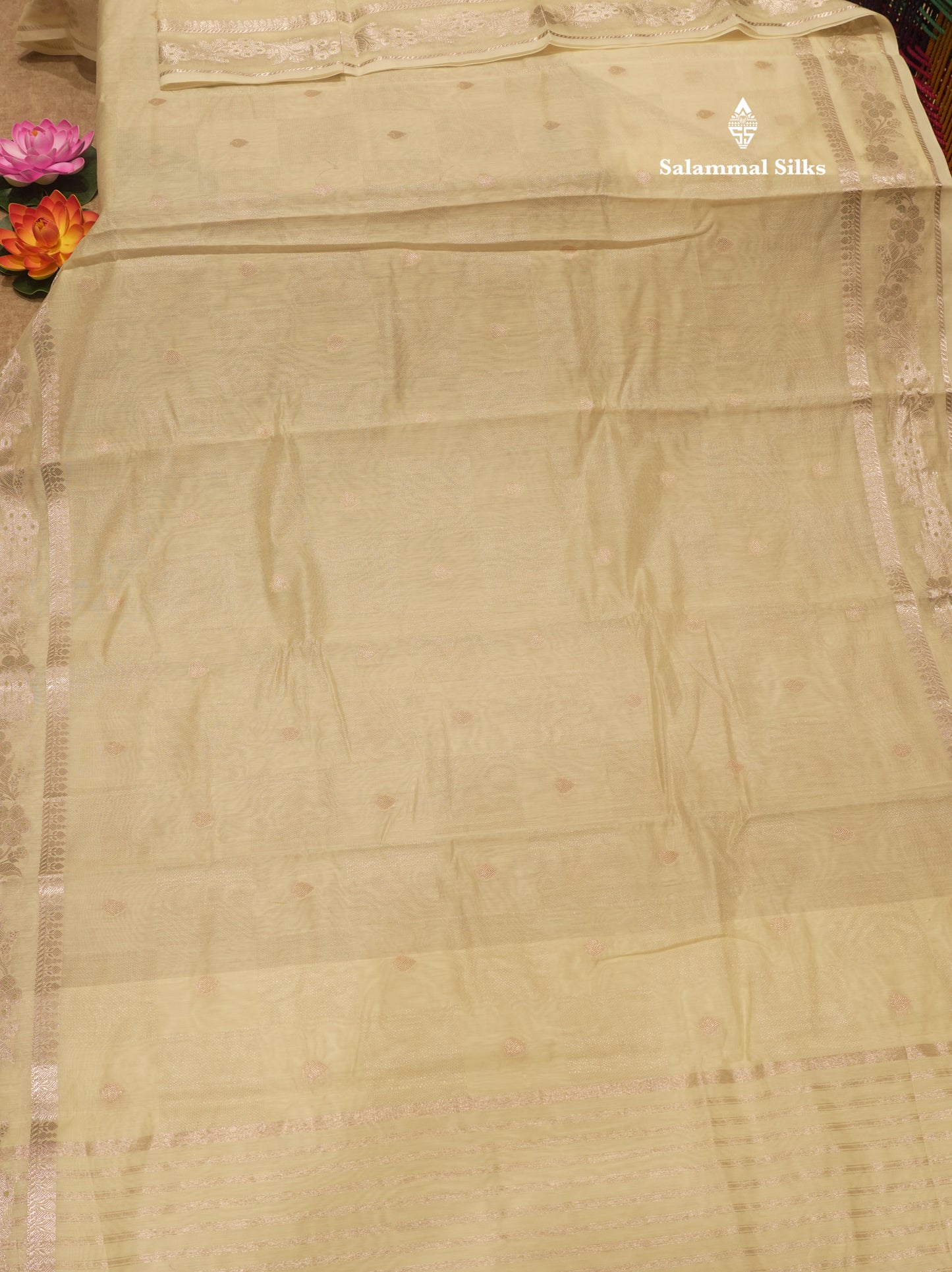 Pastel Blue Colour Cotton Mix Saree With Silver Zari Menna Work Border