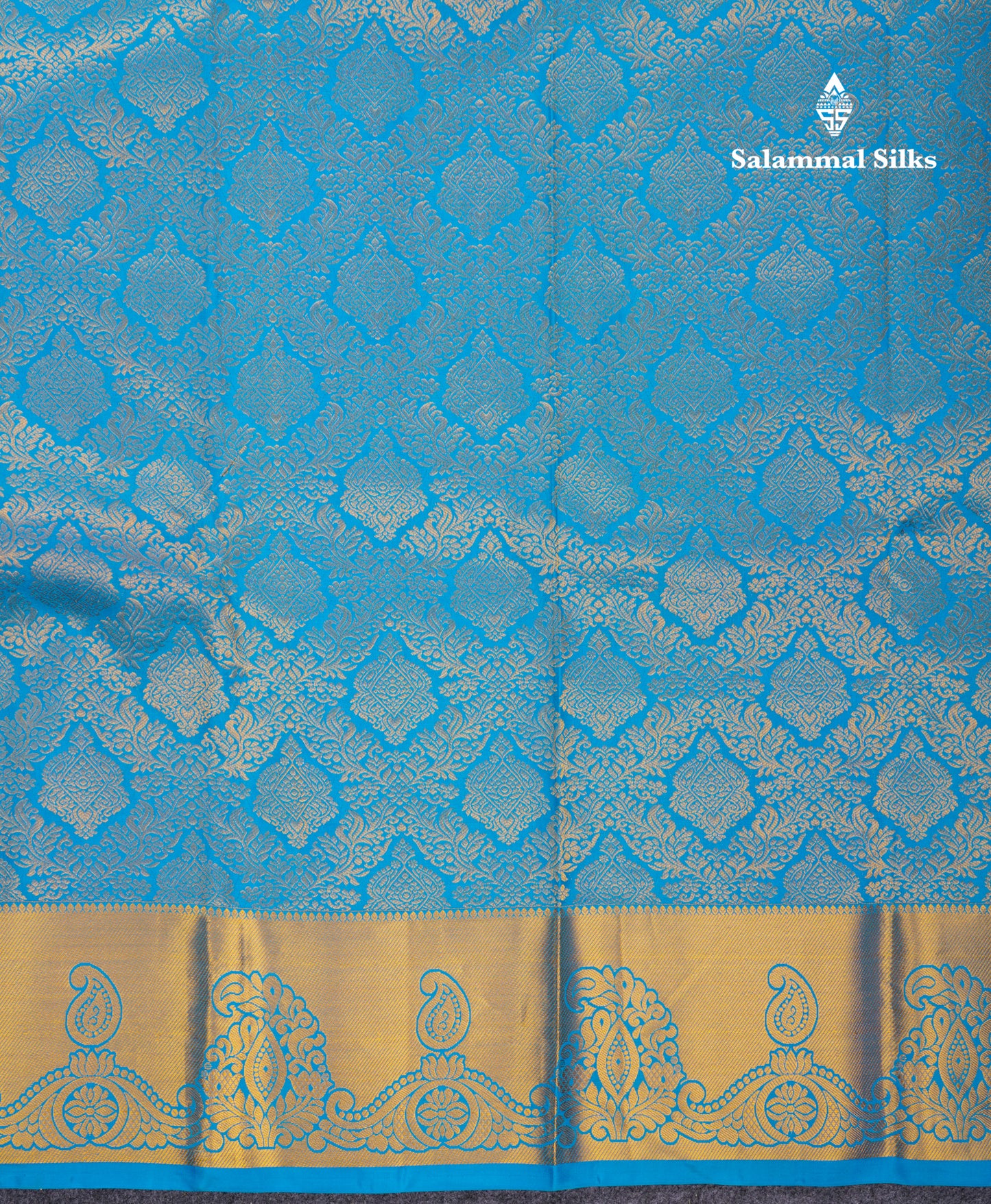 Beautiful Blue Bridal Pure Kanjivaram Silk Saree With Traditional Border