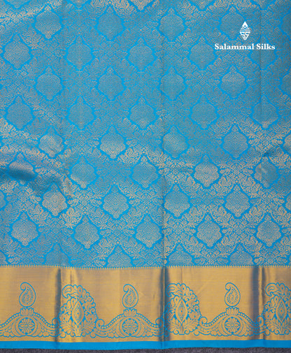 Beautiful Blue Bridal Pure Kanjivaram Silk Saree With Traditional Border